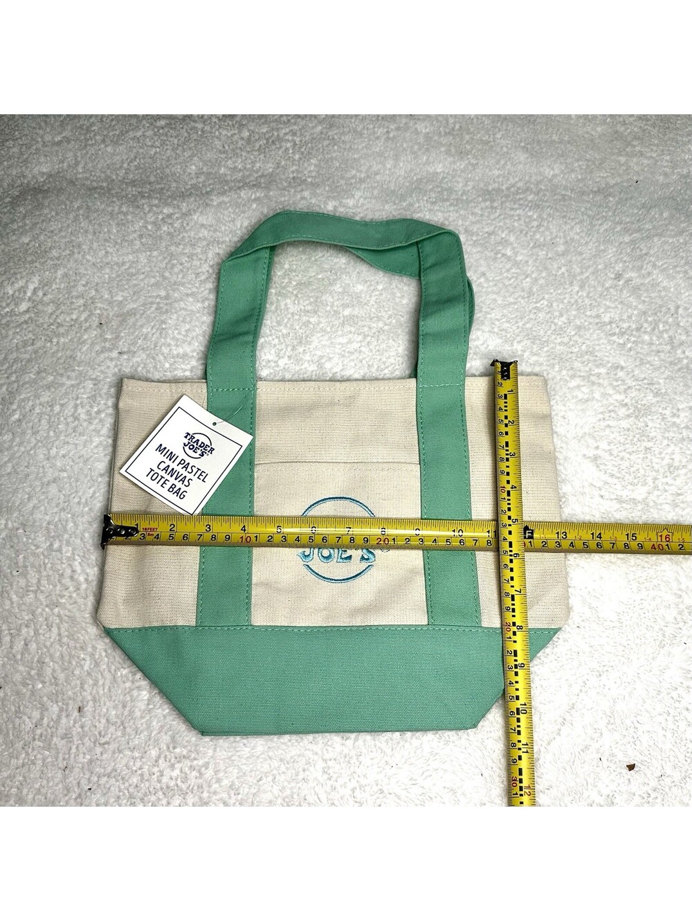 Trader Joe's Mini Pastel Canvas Tote Bags Pack of 4 Pink, Blue, Lavender, Green - Picture 2 of 2